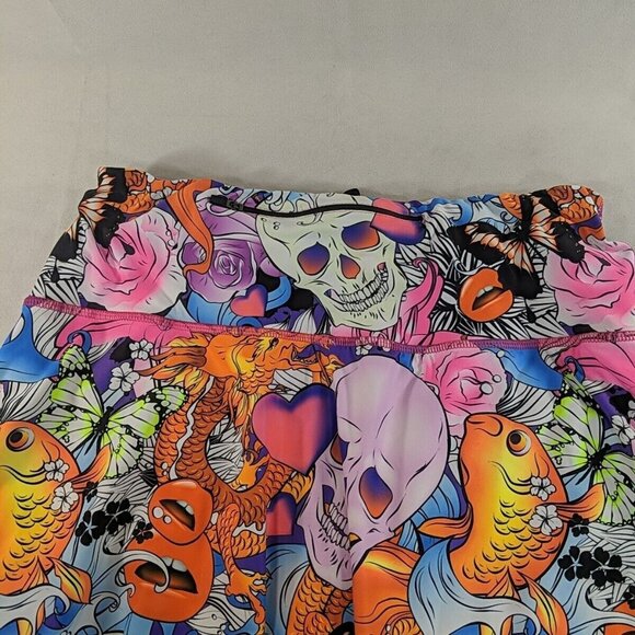 Tikiboo Swim Bottoms Skirt Shorts Skort Skull Tattoos Multicolor XL X-Large - Picture 7 of 11
